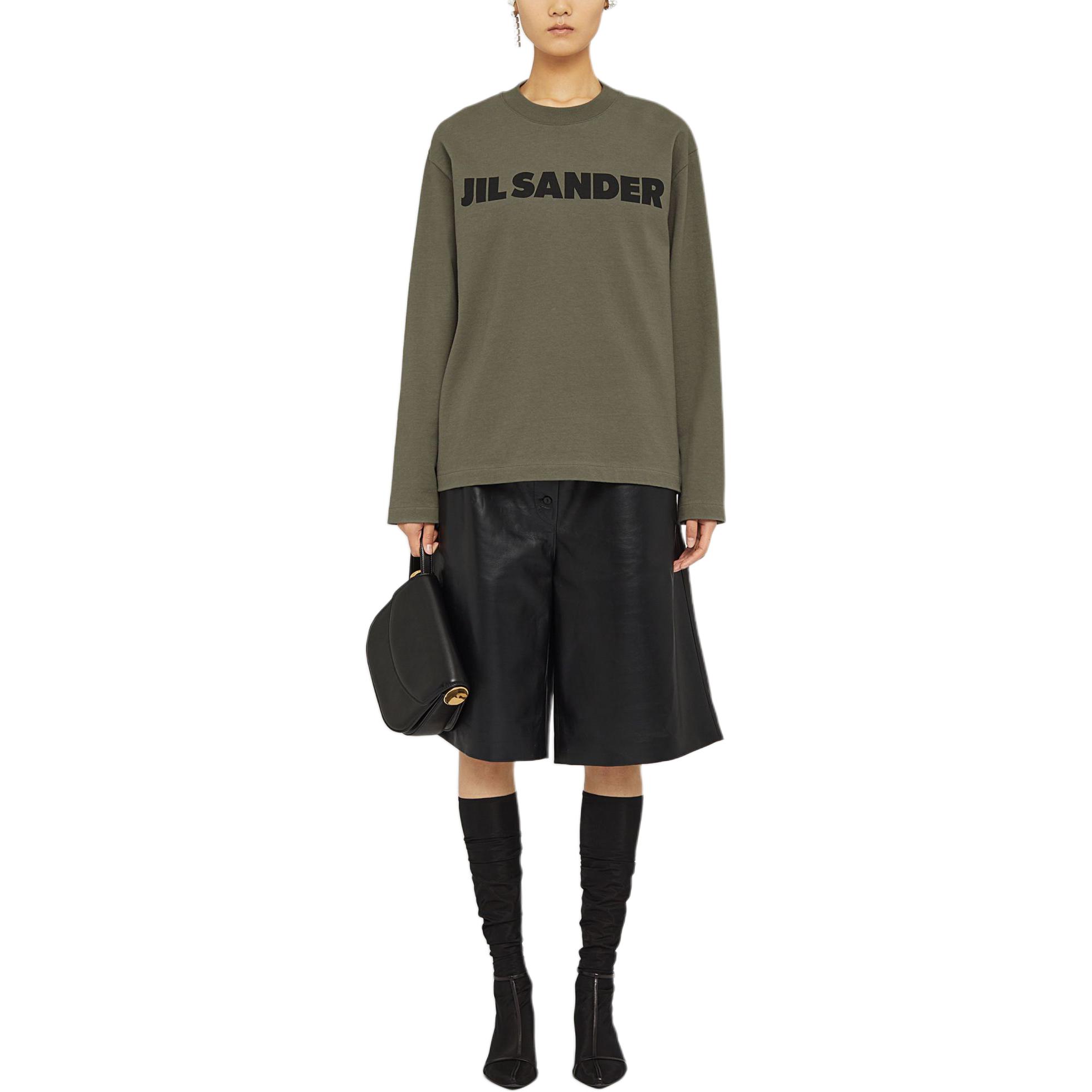 Lookbook (W) Jil Sander Sweatshirt Oversized Crewneck Lengan Panjang Logo Hijau. J02GC0107J20215312