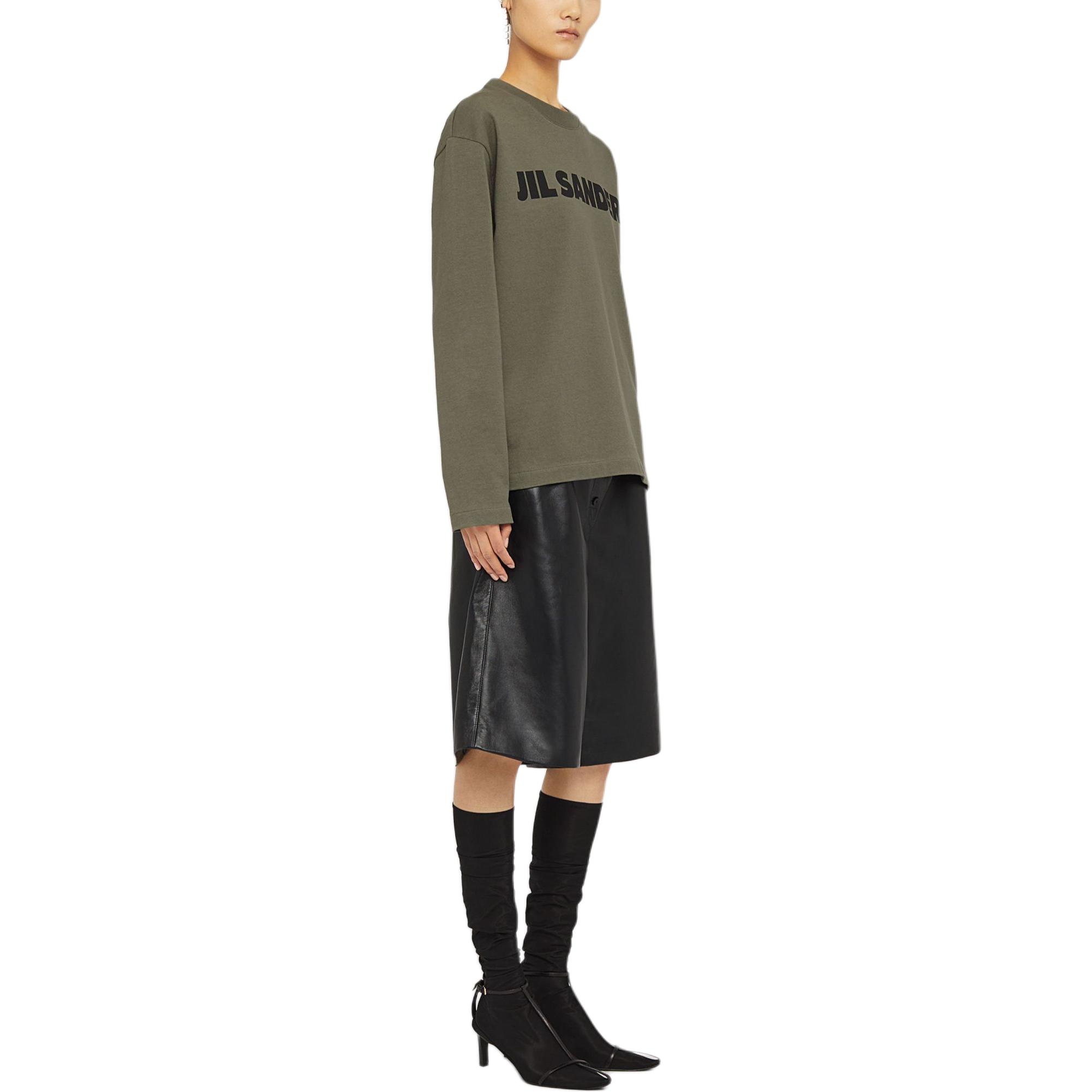 Purchase (W) Jil Sander Sweatshirt Oversized Crewneck Lengan Panjang Logo Hijau. J02GC0107J20215312