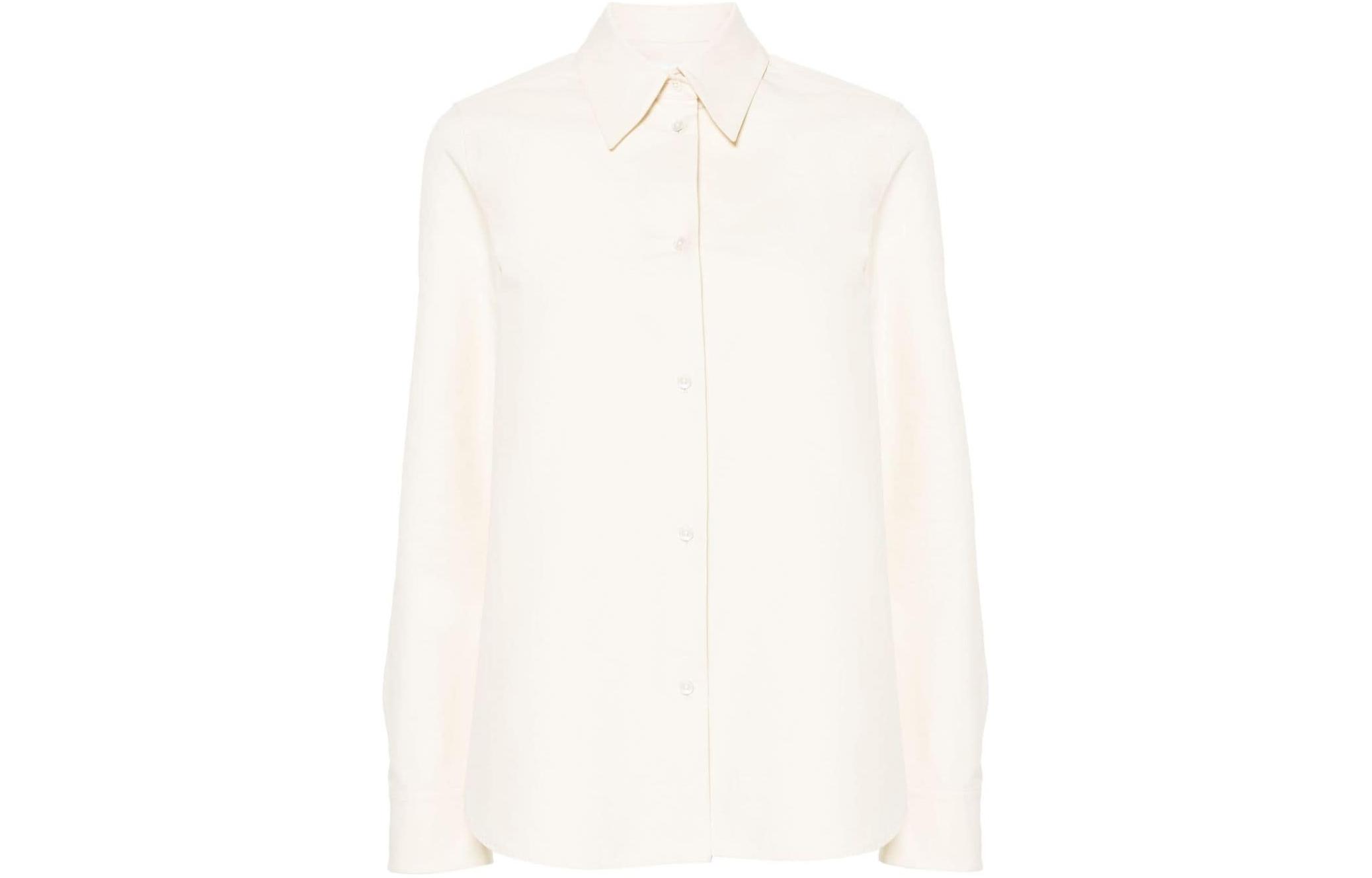 (Women) JIL SANDER  Long-Sleeve Solid Beige Button-Up Shirt. J04DL0003J45225-BEGIE