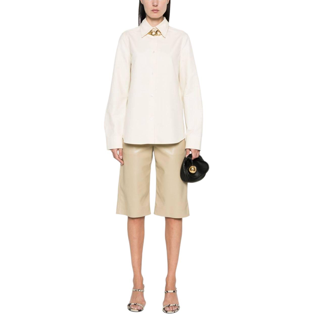 Lookbook (Women) JIL SANDER  Long-Sleeve Solid Beige Button-Up Shirt. J04DL0003J45225-BEGIE