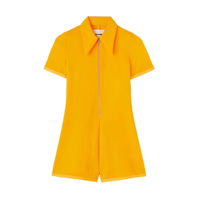 (Women) Jil Sander Oversized Collar Front Zip Jumpsuit Orange. J02FP0102J20140-ORANGE