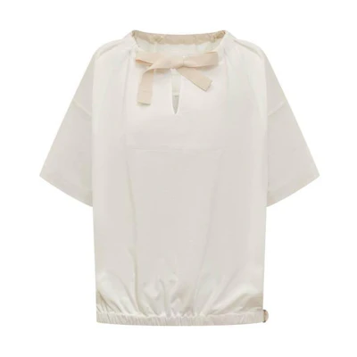 (Women) JIL SANDER Plain Lace-Up Crew Neck Short Sleeve T-Shirt White J40GU0111-J20148-100