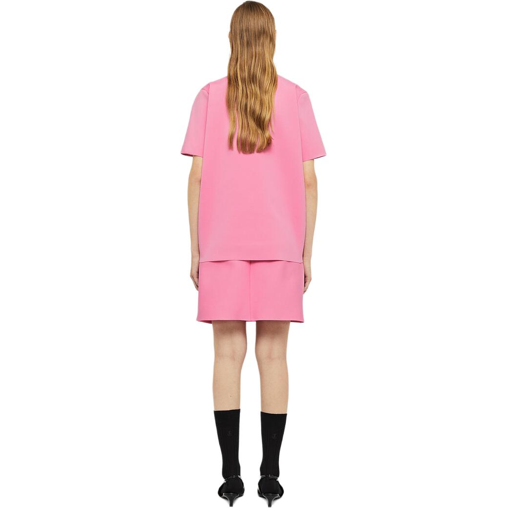 Shop (W) JIL SANDER Baju Polo Lengan Pendek Warna Merah Jambu Gaya Santai. J02GC0114-J19155-956