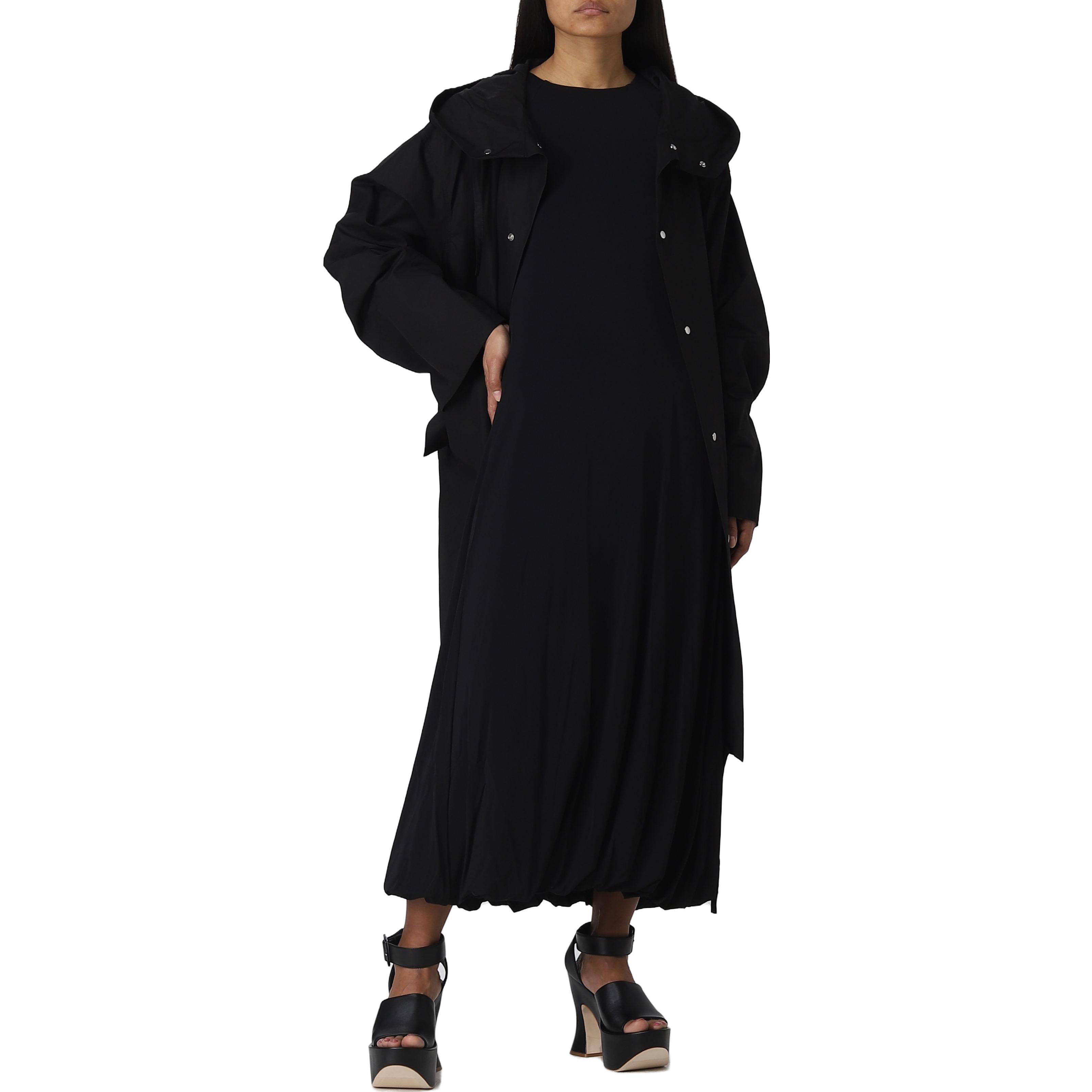 Shop (W) JIL SANDER 寬鬆連帽抽繩大衣 搭配品牌標誌印花外套 J04AH0002J45046-001