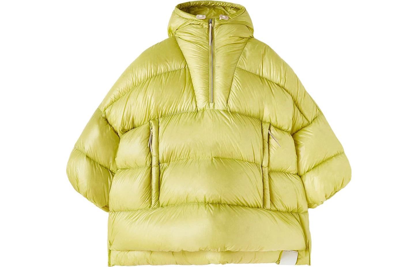 Order (W) 질 샌더 솔리드 집업 다운 판초 케이프 라이트 그린. J40AF0133J70122-GREEN