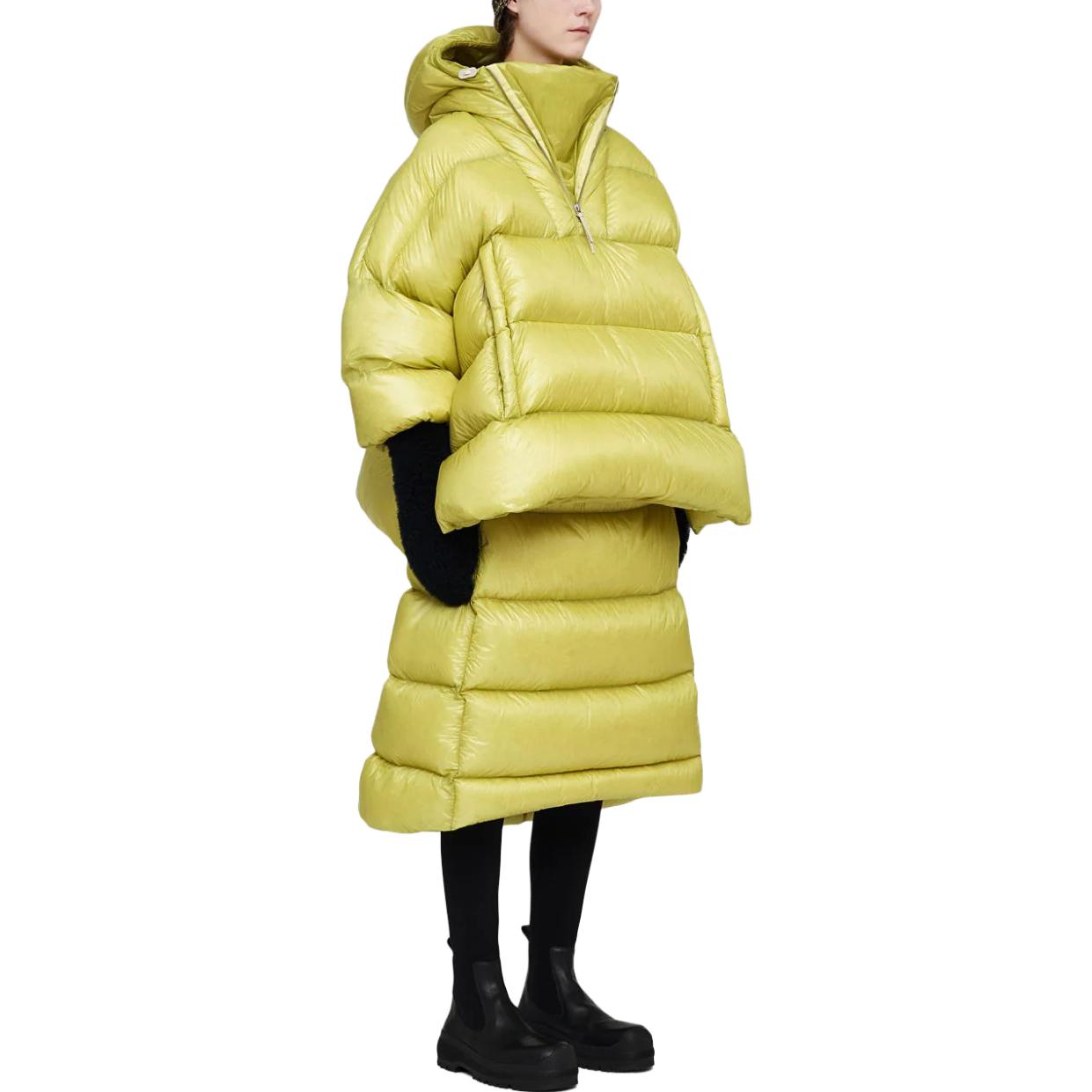 Shop (W) 질 샌더 솔리드 집업 다운 판초 케이프 라이트 그린. J40AF0133J70122-GREEN