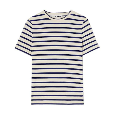(Women) JIL SANDER Striped Crewneck Short Sleeve T-Shirt Off-White. J40GC0111J-46497-124