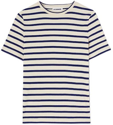 (Women) JIL SANDER Striped Crewneck Short Sleeve T-Shirt Off-White. J40GC0111J-46497-124 Order (Women) JIL SANDER Striped Crewneck Short Sleeve T-Shirt Off-White. J40GC0111J-46497-124
