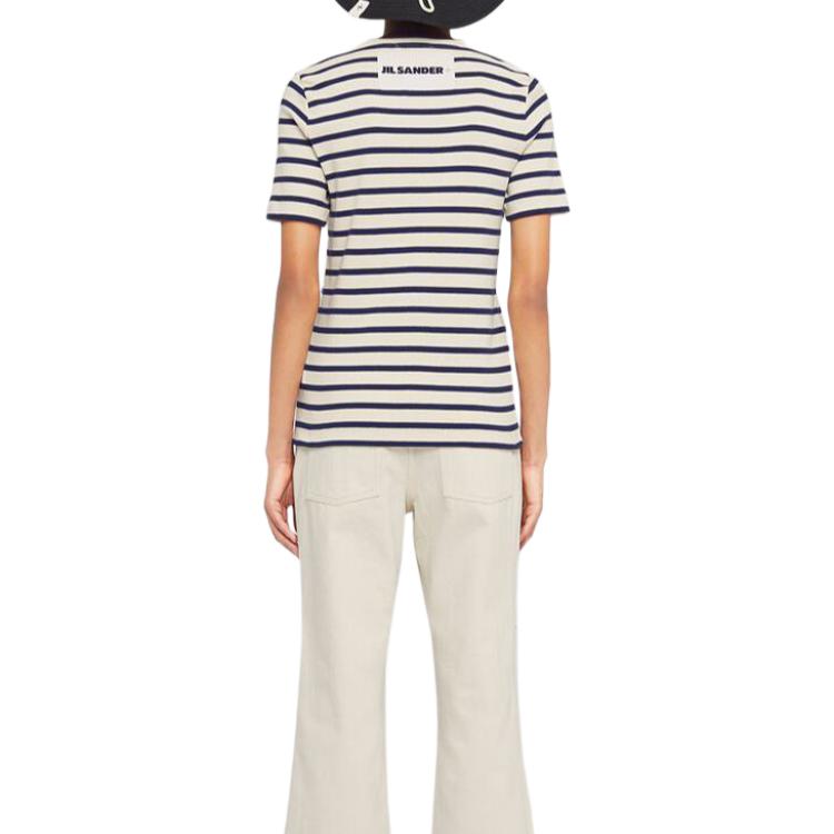 Purchase (W) 吉尔桑达 条纹圆领短袖T恤 米白色 J40GC0111J-46497-124