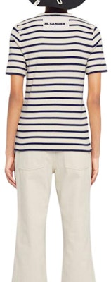 (Women) JIL SANDER Striped Crewneck Short Sleeve T-Shirt Off-White. J40GC0111J-46497-124 Purchase (Women) JIL SANDER Striped Crewneck Short Sleeve T-Shirt Off-White. J40GC0111J-46497-124