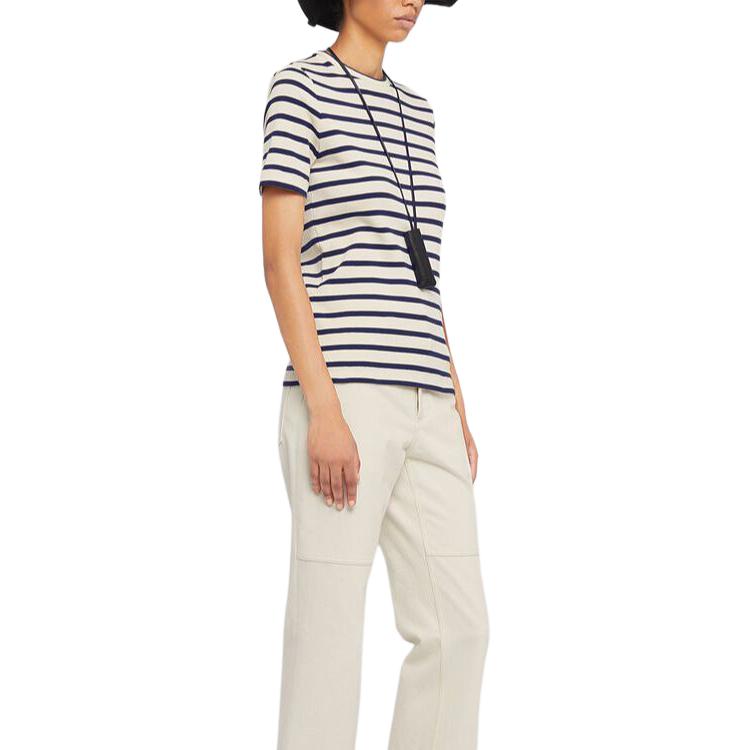 Details for (W) 吉尔桑达 条纹圆领短袖T恤 米白色 J40GC0111J-46497-124