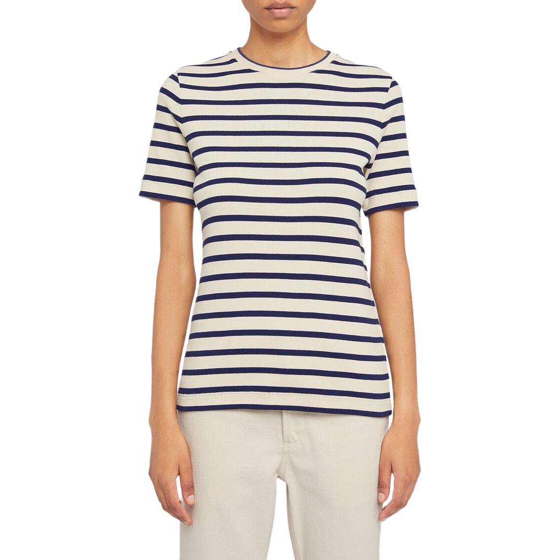 Sizing (W) 吉尔桑达 条纹圆领短袖T恤 米白色 J40GC0111J-46497-124