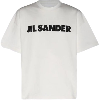 (W) ジルサンダー ホワイト レタープリント スリムフィット クルーネック Tシャツ J03GC013-7J45148-102 Order (W) ジルサンダー ホワイト レタープリント スリムフィット クルーネック Tシャツ J03GC013-7J45148-102