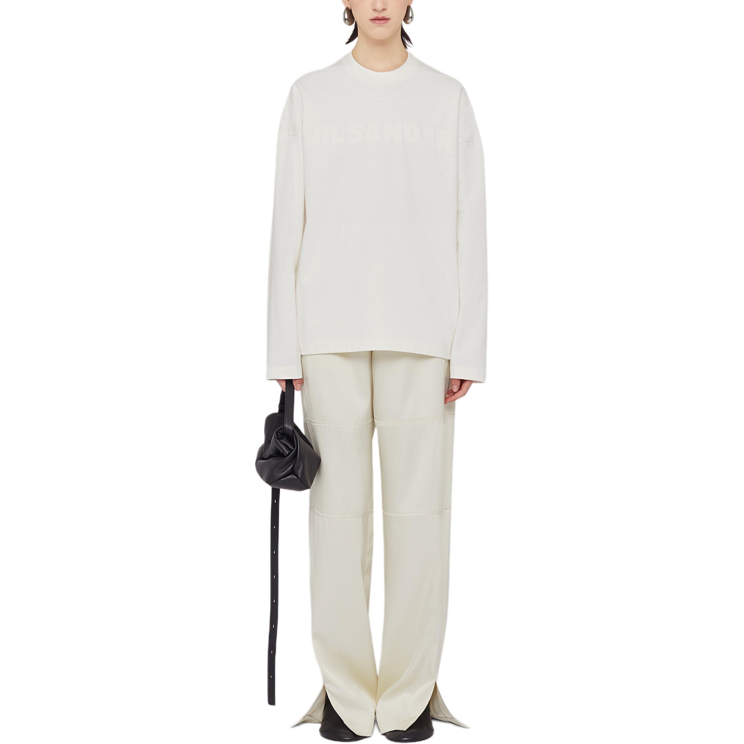 Lookbook (Women) JIL SANDER  White Logo Print Loose Fit Long Sleeve Crewneck T-Shirt J03GC0136J20243102