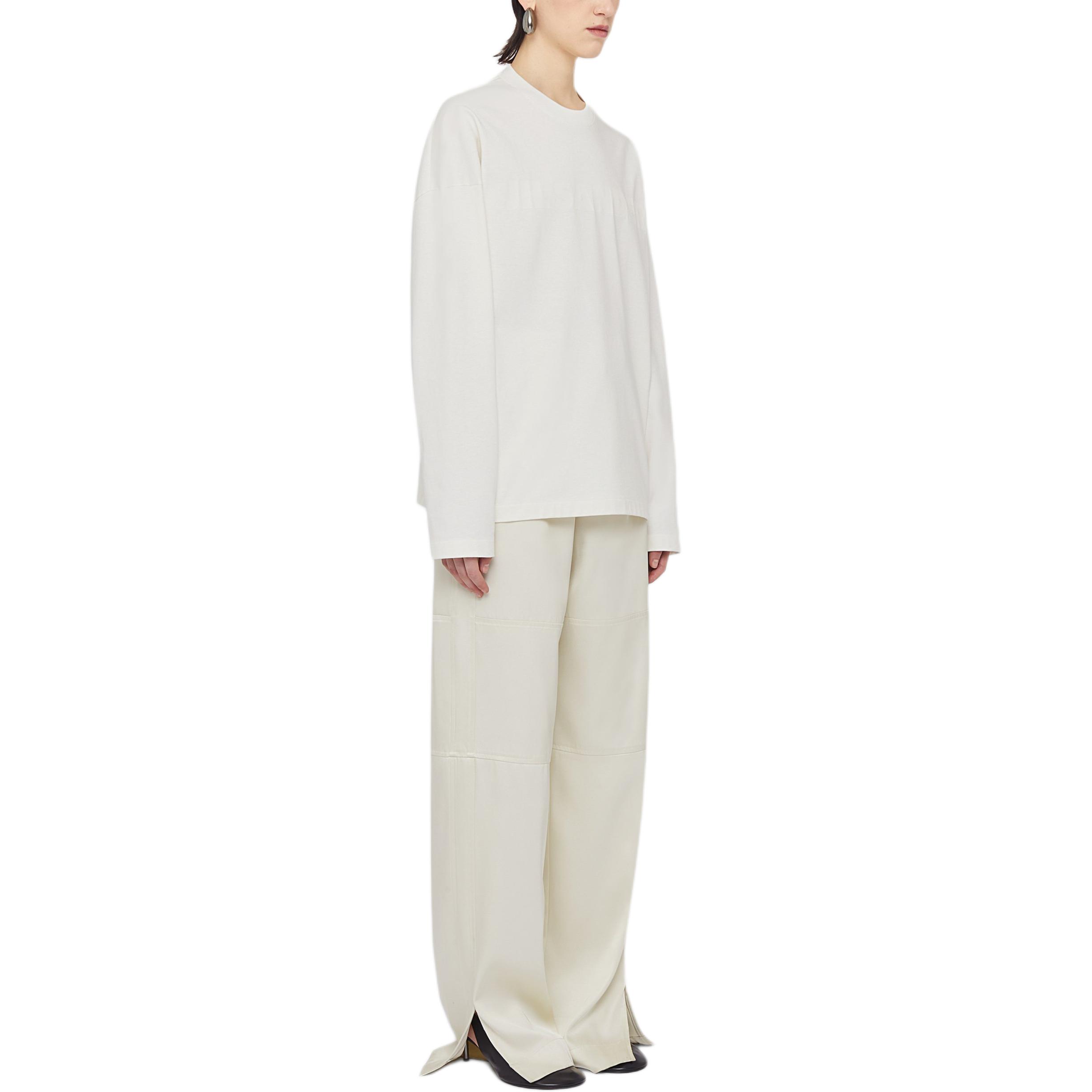 Purchase (Women) JIL SANDER  White Logo Print Loose Fit Long Sleeve Crewneck T-Shirt J03GC0136J20243102