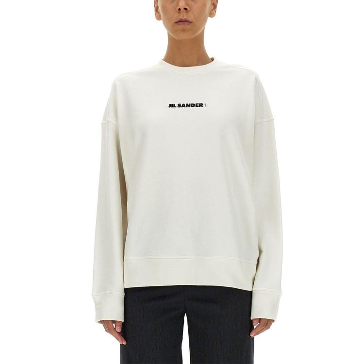 Purchase (Women) JIL SANDER  White Logo Print Loose Fit Long Sleeve Pullover Sweatshirt J40GU0001J45050102