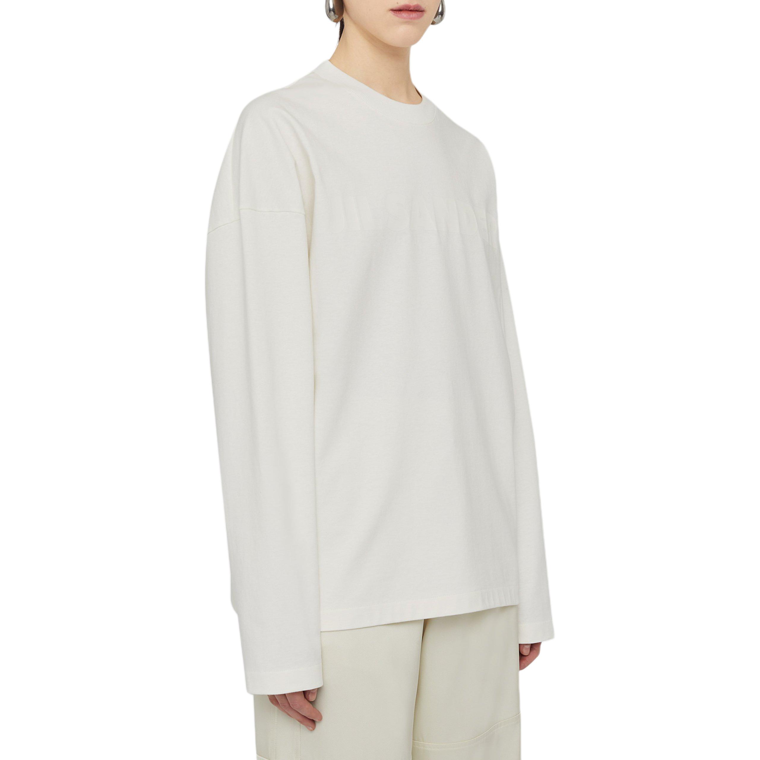 Details for (Women) JIL SANDER  White Logo Print Loose Fit Long Sleeve Crewneck T-Shirt J03GC0136J20243102