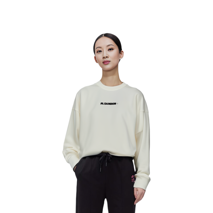 Sizing (Women) JIL SANDER  White Logo Print Loose Fit Long Sleeve Pullover Sweatshirt J40GU0001J45050102