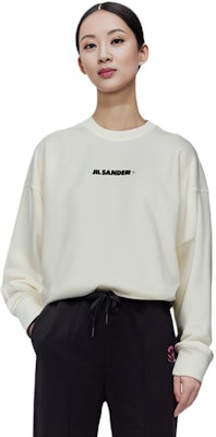 (Women) JIL SANDER White Logo Print Loose Fit Long Sleeve Pullover Sweatshirt J40GU0001J45050102 Sizing (Women) JIL SANDER White Logo Print Loose Fit Long Sleeve Pullover Sweatshirt J40GU0001J45050102
