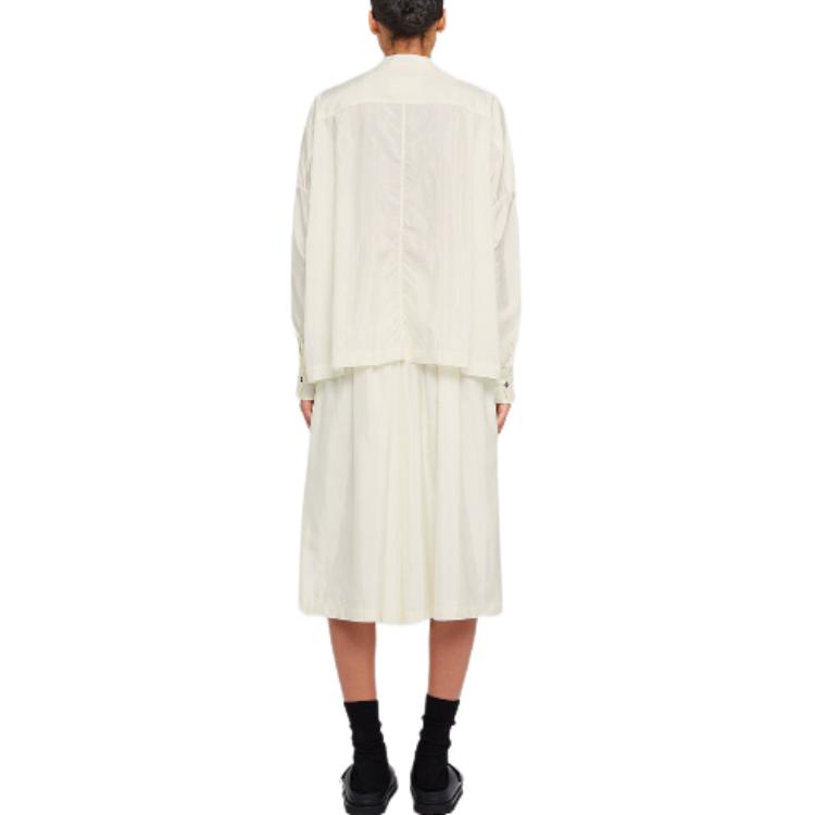 Shop (Women) JIL SANDER  White Loose Fit Long-Sleeve Button-Up Shirt J40DL0128J70003106
