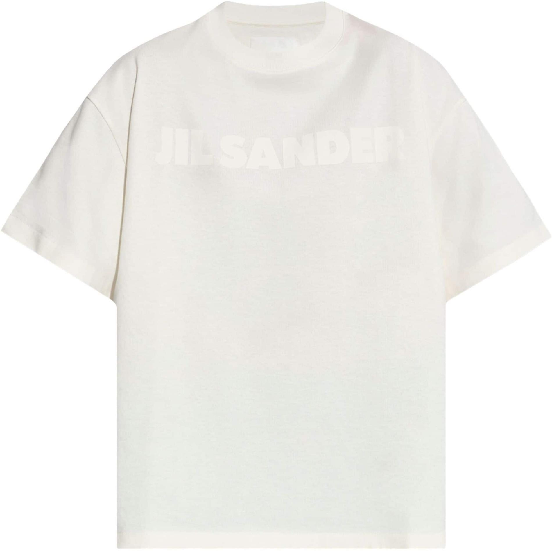 (Women) Jil Sander  White Short Sleeve Crewneck T-Shirt with Logo Print. J03GC0137J20243-WHITE
