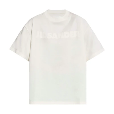 (Women) Jil Sander White Short Sleeve Crewneck T-Shirt with Logo Print. J03GC0137J20243-WHITE