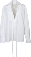 Order (W) Jil Sander 白色純色蝴蝶結長袖襯衫 JSCT601805WT244200-100