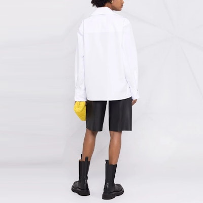 (Women) Jil Sander White Solid Bow Long Sleeve Shirt JSCT601805WT244200-100 Purchase (Women) Jil Sander White Solid Bow Long Sleeve Shirt JSCT601805WT244200-100