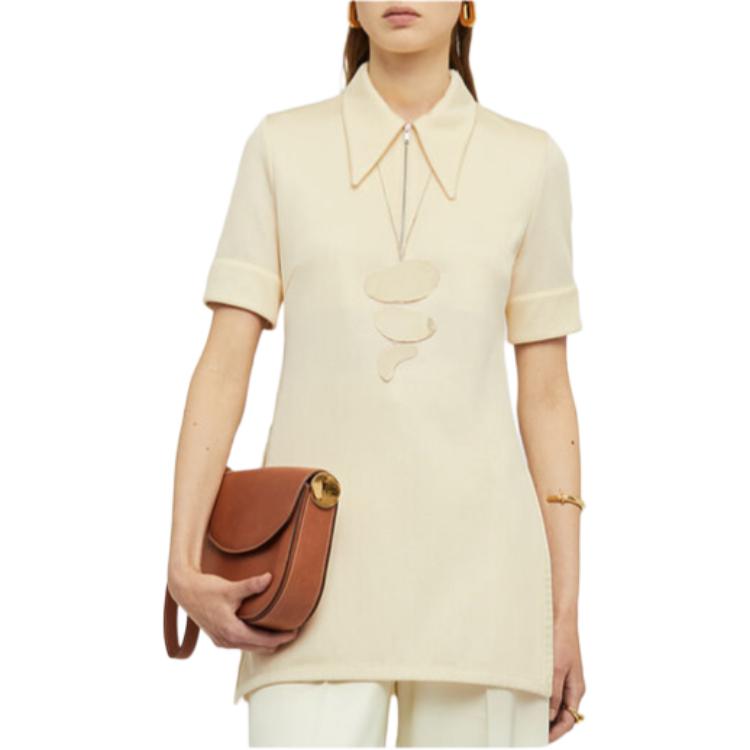 Lookbook (W) 질 샌더 노란색 슬림핏 지퍼 폴로 셔츠 포인트 칼라 J02NC0183J20140266