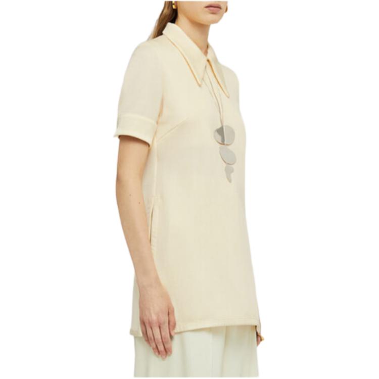 Purchase (W) 질 샌더 노란색 슬림핏 지퍼 폴로 셔츠 포인트 칼라 J02NC0183J20140266