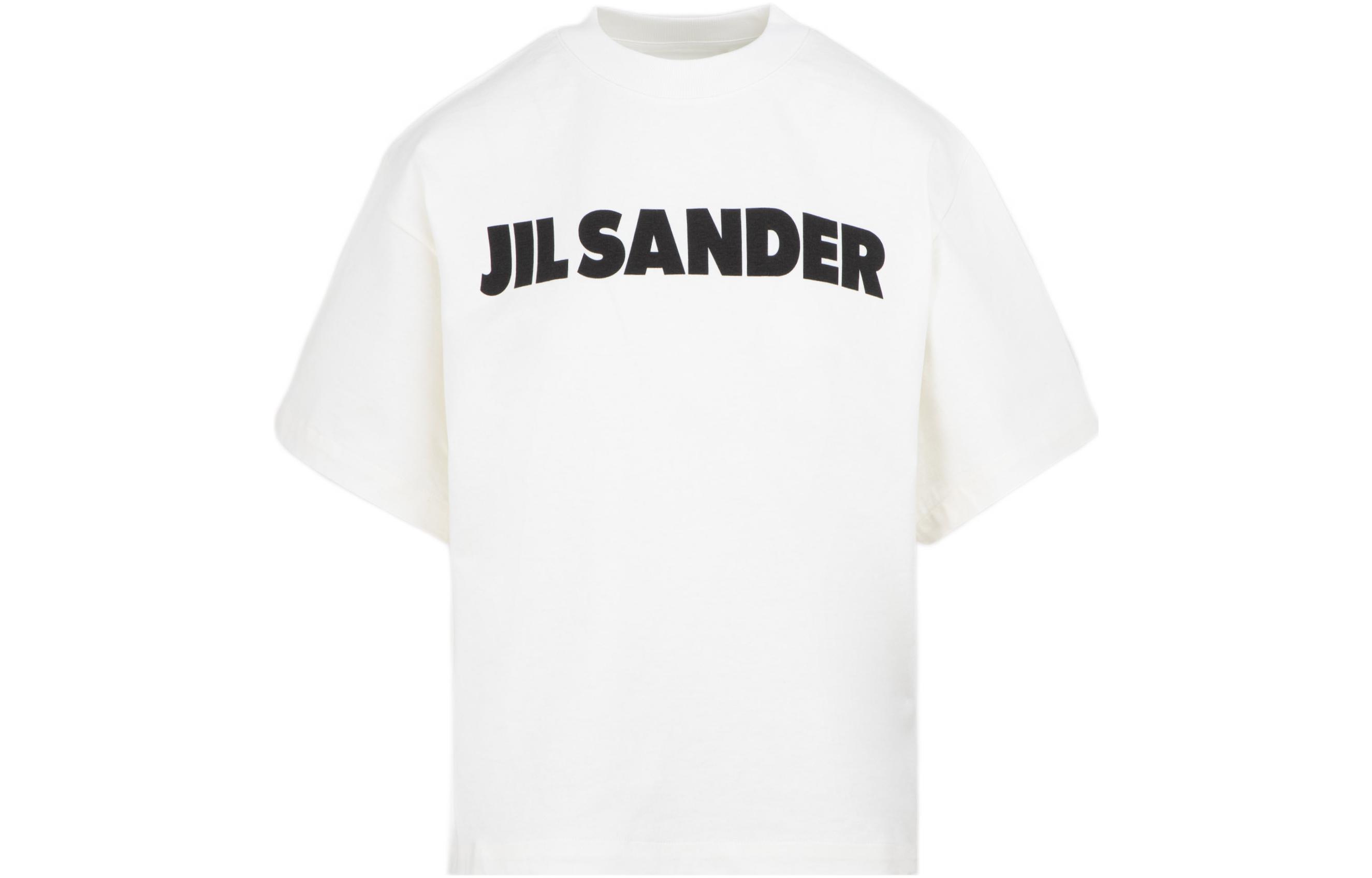 (Women) JIL SANDER FW22  Beige Crewneck T-Shirt with Logo Print. J02GC0001-J45047-102