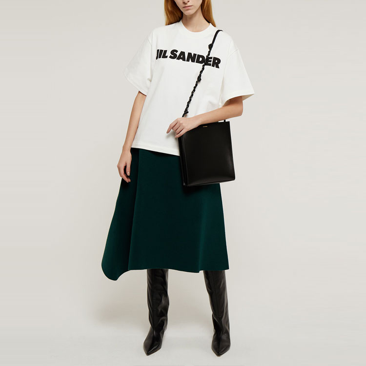 Shop (W) JIL SANDER FW22 米色印花logo圆领T恤. J02GC0001-J45047-102