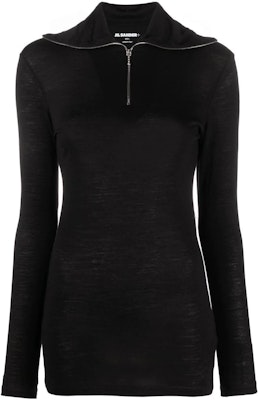 (W) JIL SANDER FW22 黑色徽標印花半拉鍊針織毛衣 J40GC0021-J70021-001 Order (W) JIL SANDER FW22 黑色徽標印花半拉鍊針織毛衣 J40GC0021-J70021-001