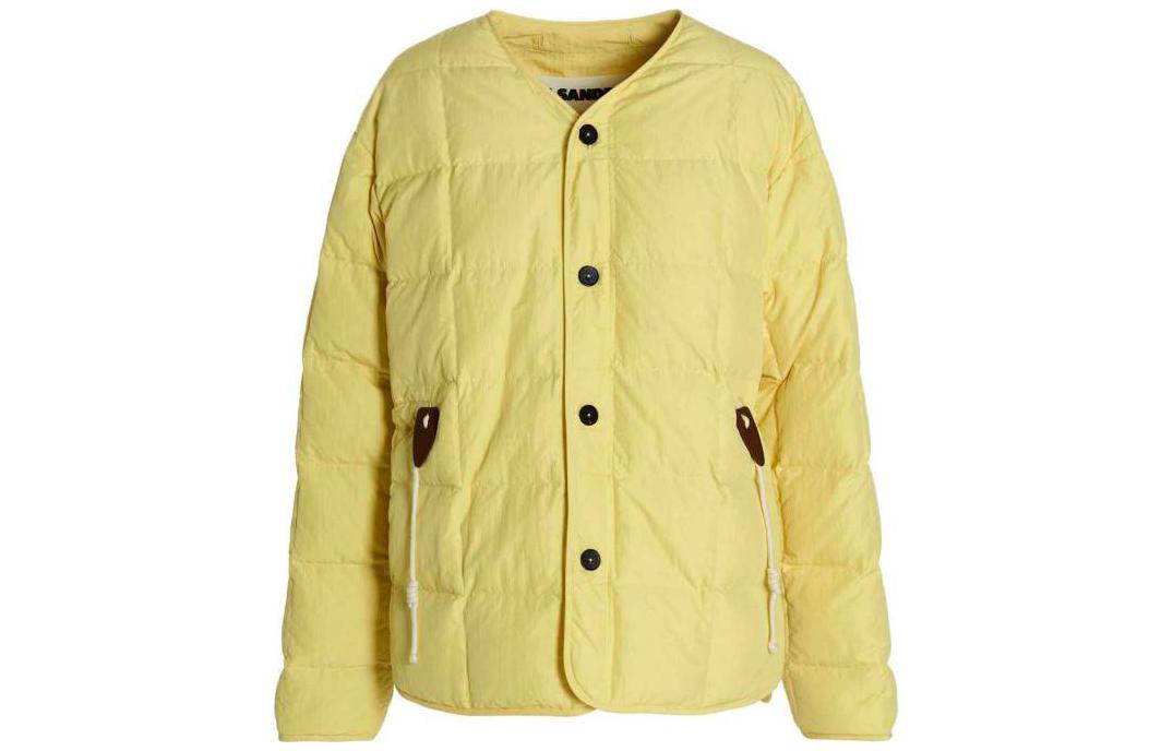 Shop (Women) Jil Sander FW22  Detachable Collar Quilted Jacket Yellow J40AF0008-JTN026-739