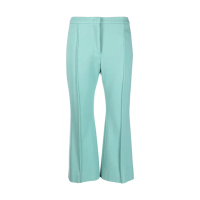 (Women) JIL SANDER FW22 Green Cropped Mid-Rise Casual Pants J02KA0014-J70011-447