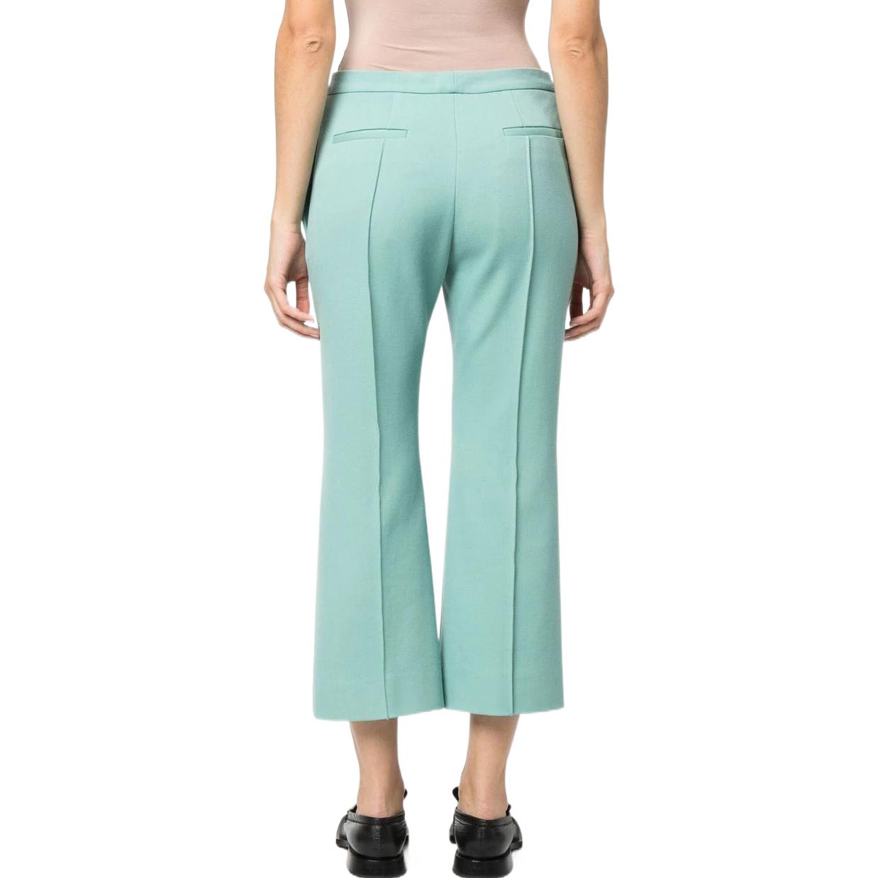 Shop (Women) JIL SANDER FW22  Green Cropped Mid-Rise Casual Pants J02KA0014-J70011-447