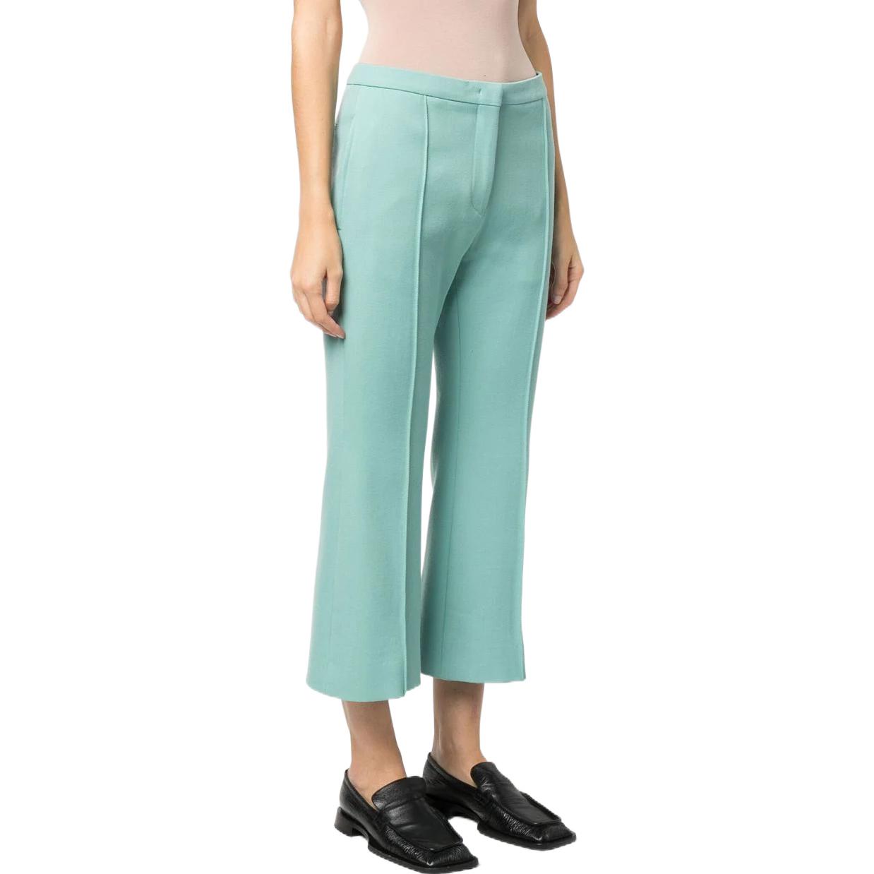 Purchase (Women) JIL SANDER FW22  Green Cropped Mid-Rise Casual Pants J02KA0014-J70011-447