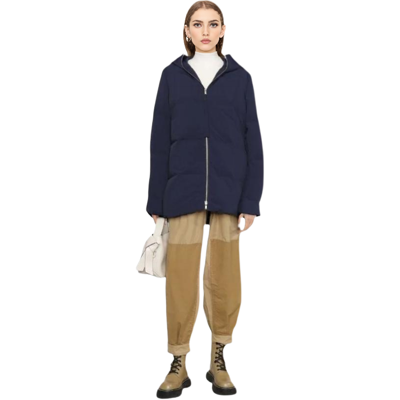 Lookbook (Women) Jil Sander FW22  Navy Blue Zip-Up Hooded Jacket J40AF0014-J70008-402