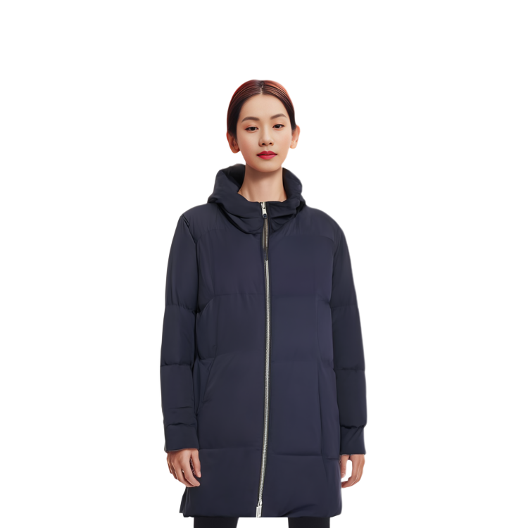 Shop (Women) Jil Sander FW22  Navy Blue Zip-Up Hooded Jacket J40AF0014-J70008-402