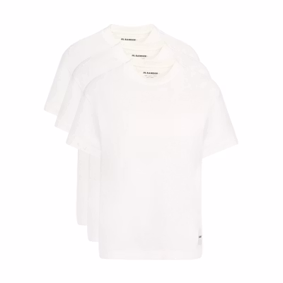 (Women) JIL SANDER FW22 Plain Logo Crewneck T-Shirt 3-Pack White. J40GC0001-J45048-100