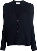 (Women) Jil Sander FW22 V-Neck Ribbed Wool Cardigan Sweater Blue. J02GP0055J14506402 (Women) Jil Sander FW22 V-Neck Ribbed Wool Cardigan Sweater Blue. J02GP0055J14506402