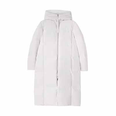 (Women) Jil Sander FW22 White Hooded Down Jacket with Zipper. J40AF0013-J70008-102