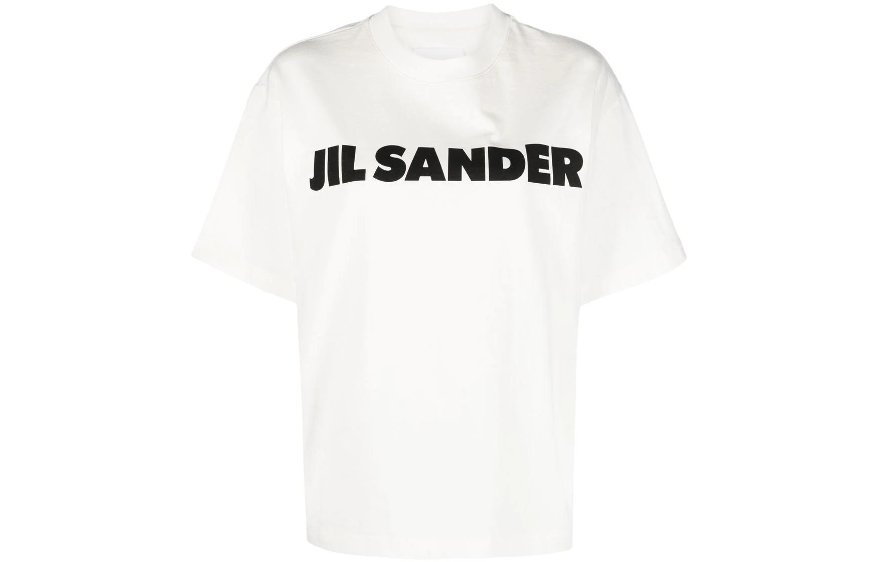 (Women) JIL SANDER FW22  White Oversized Logo Print Crewneck T-Shirt. J02GC0001-J45148-102