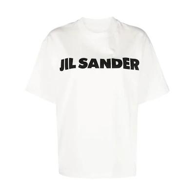 (Women) JIL SANDER FW22 White Oversized Logo Print Crewneck T-Shirt. J02GC0001-J45148-102