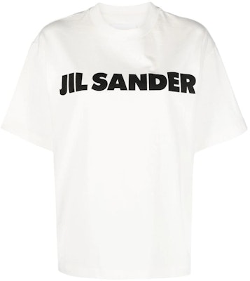 (Women) JIL SANDER FW22 White Oversized Logo Print Crewneck T-Shirt. J02GC0001-J45148-102 Order (Women) JIL SANDER FW22 White Oversized Logo Print Crewneck T-Shirt. J02GC0001-J45148-102