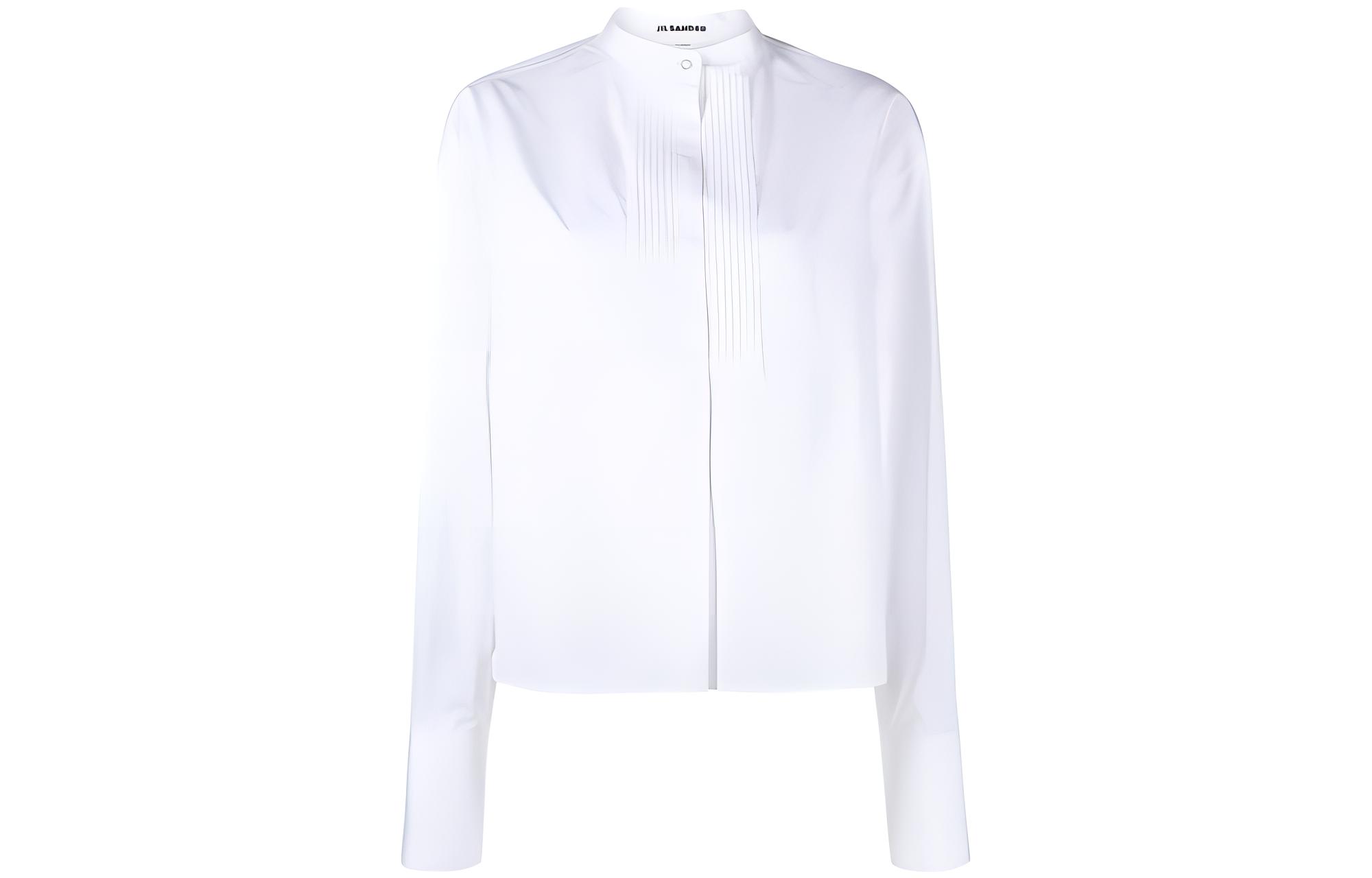 (Women) Jil Sander FW22  White Pleated Long Sleeve Shirt. J05DL0004-J45001-100