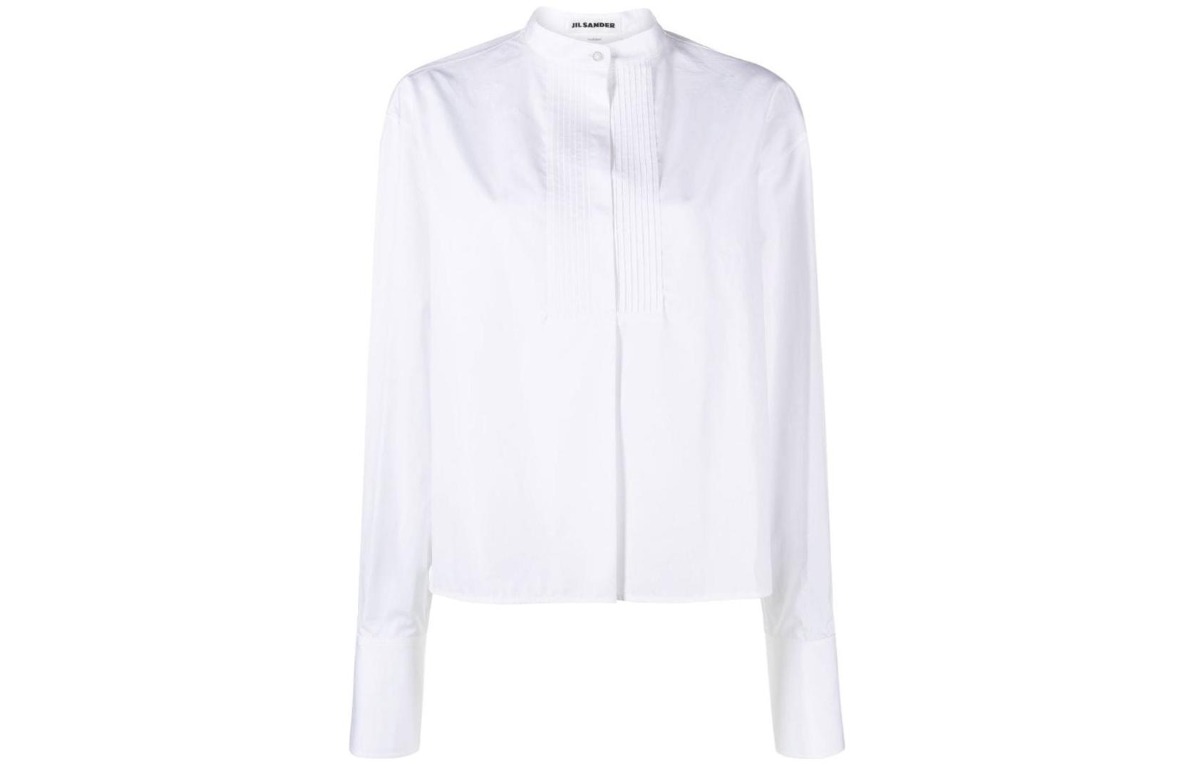 Order (Women) Jil Sander FW22  White Pleated Long Sleeve Shirt. J05DL0004-J45001-100