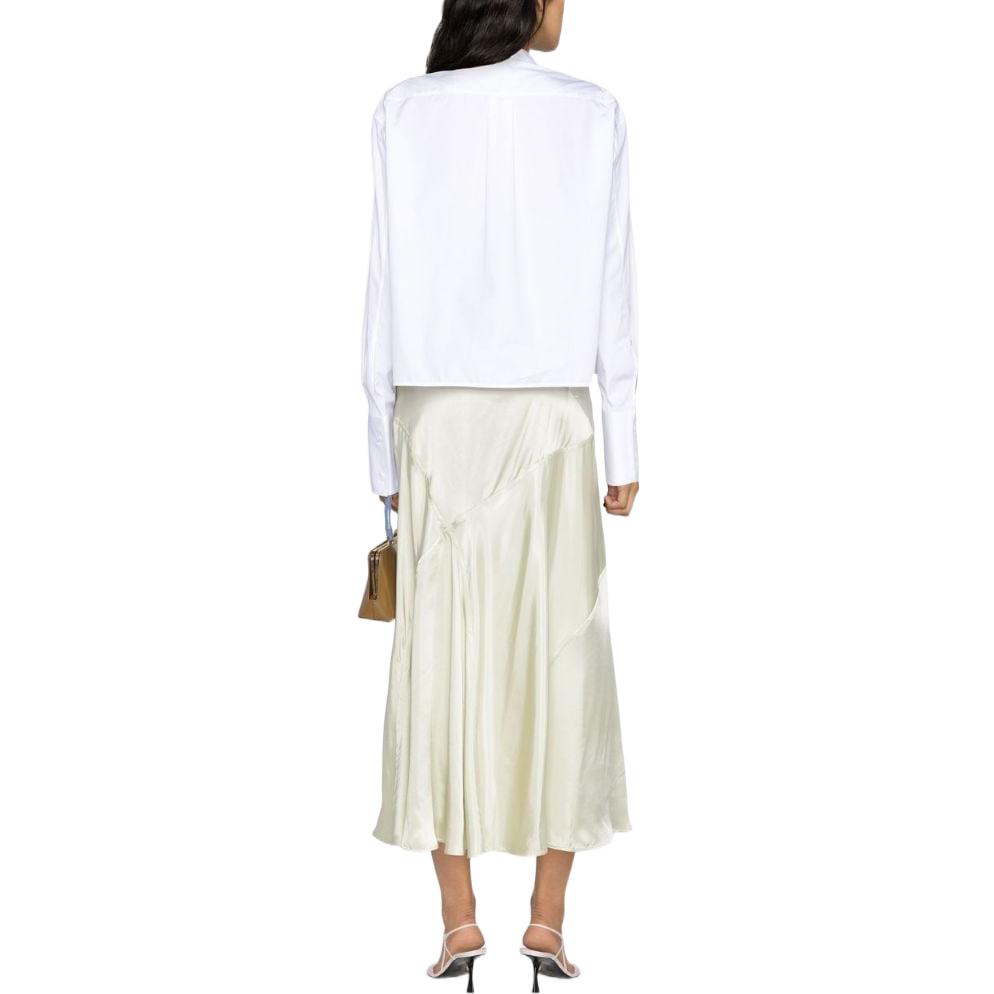 Shop (Women) Jil Sander FW22  White Pleated Long Sleeve Shirt. J05DL0004-J45001-100
