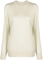 (Women) JIL SANDER FW22 Ivory White Wool Crewneck Sweater with Ribbed Trim. J04GP0001J14531110 (Women) JIL SANDER FW22 Ivory White Wool Crewneck Sweater with Ribbed Trim. J04GP0001J14531110
