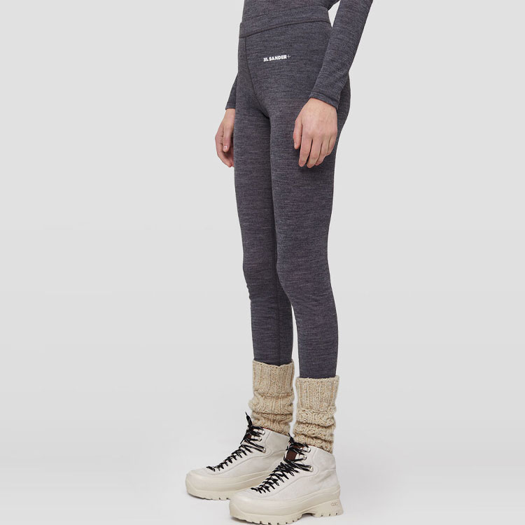 Details for (W) 吉尔·桑达 FW22 深灰色纯色标志印花紧身裤 J40KA0029-J70021-028